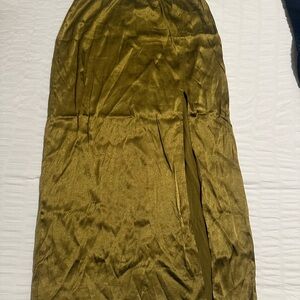 Olive Green Satin Skirt Size